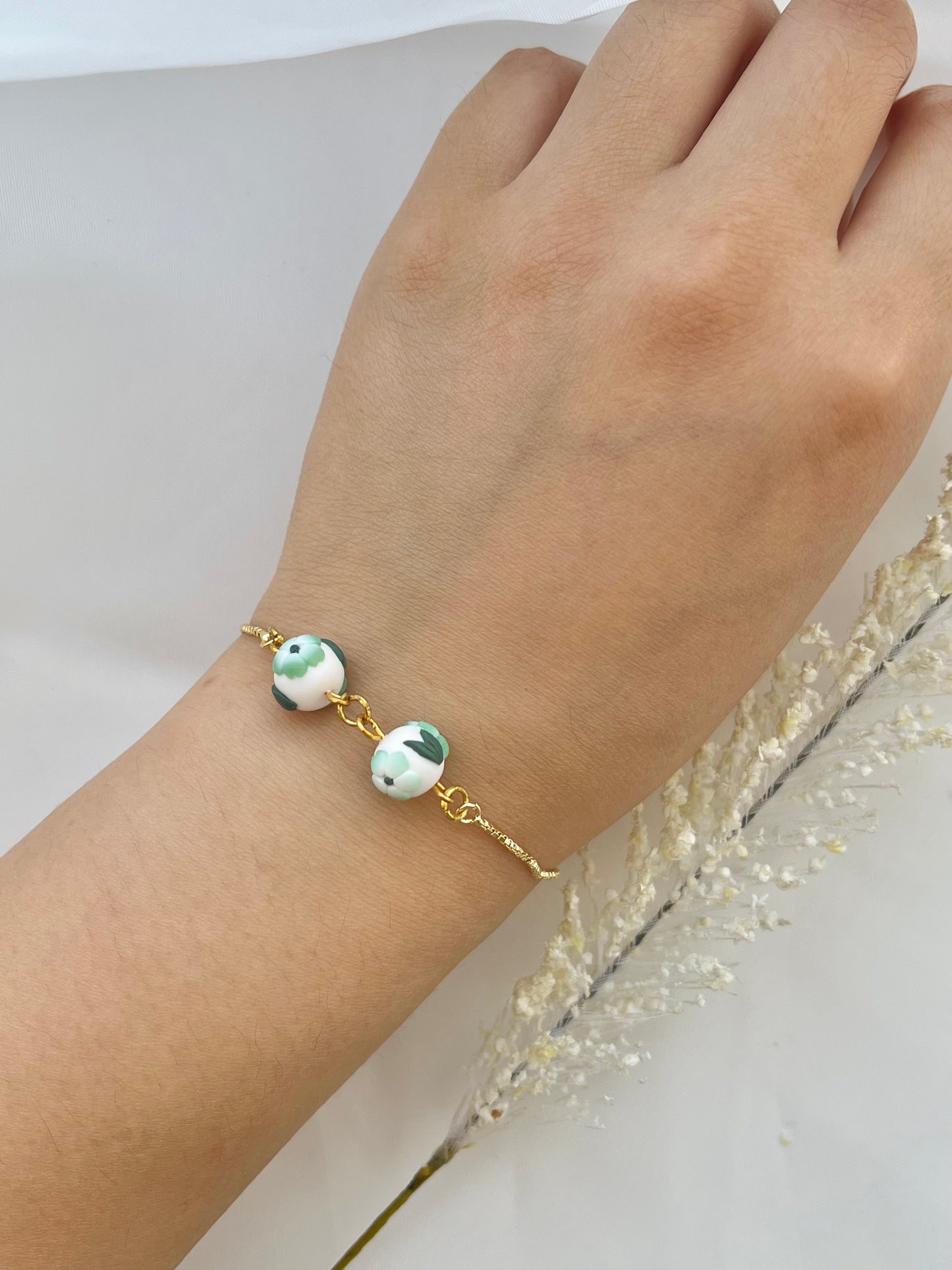Green Floral Bracelet