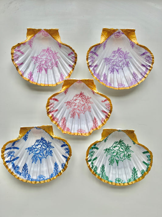 Handcrafted Floral Shell Jewellery Dish