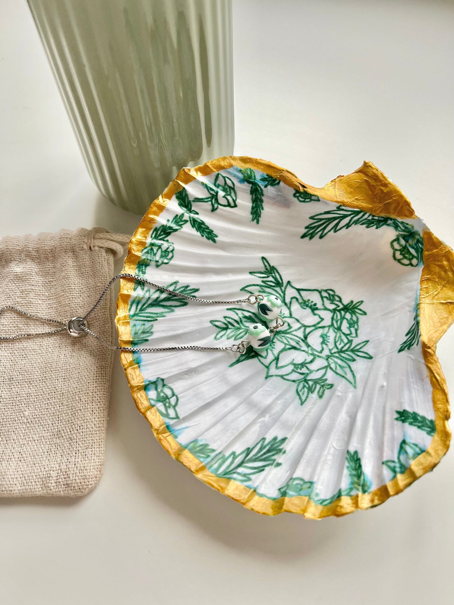 Handcrafted Floral Shell Jewellery Dish