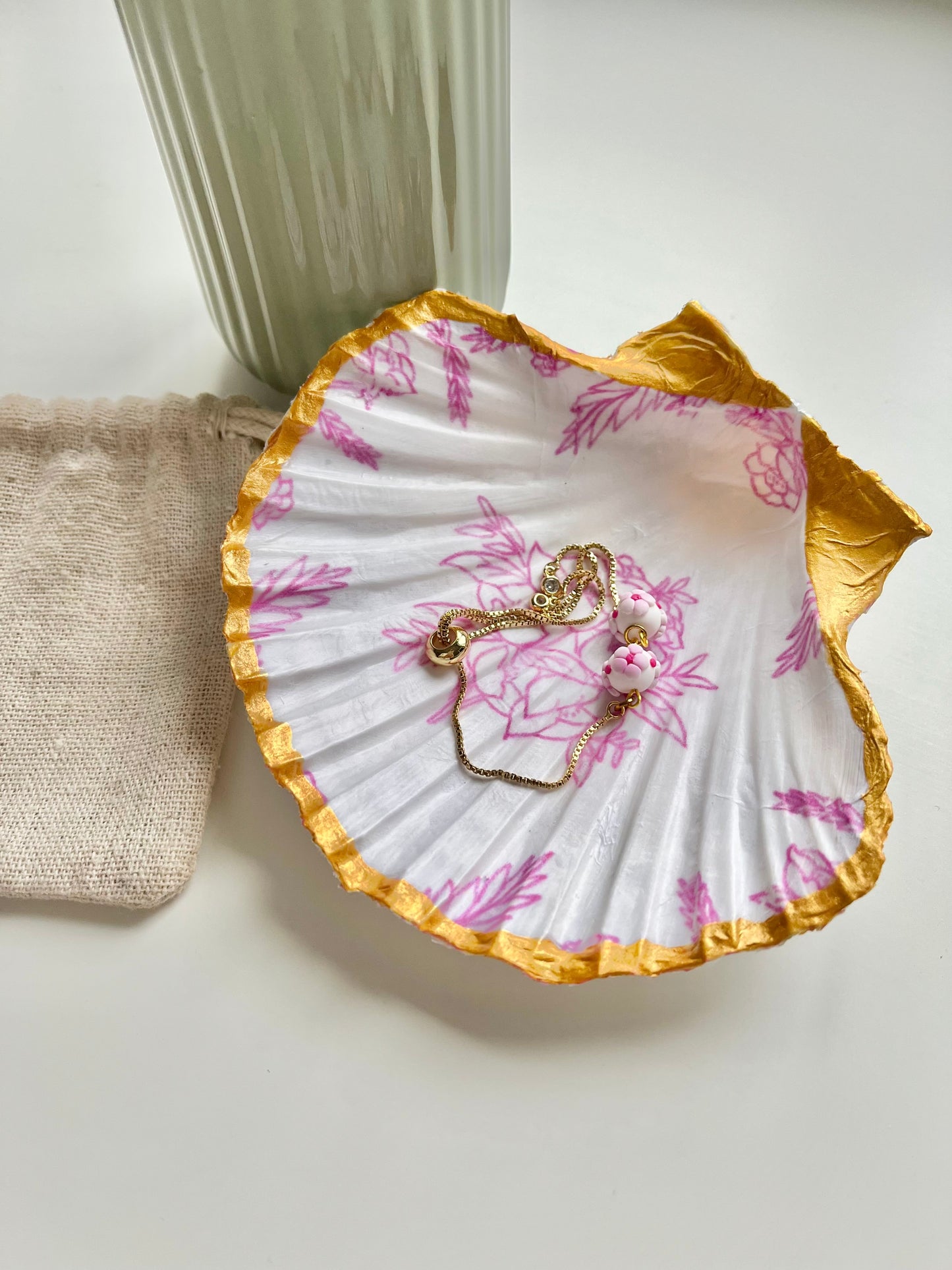 Handcrafted Floral Shell Jewellery Dish