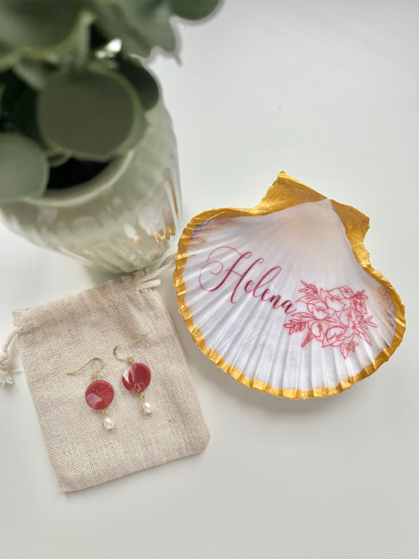 Personalised Floral Shell Jewellery Dish