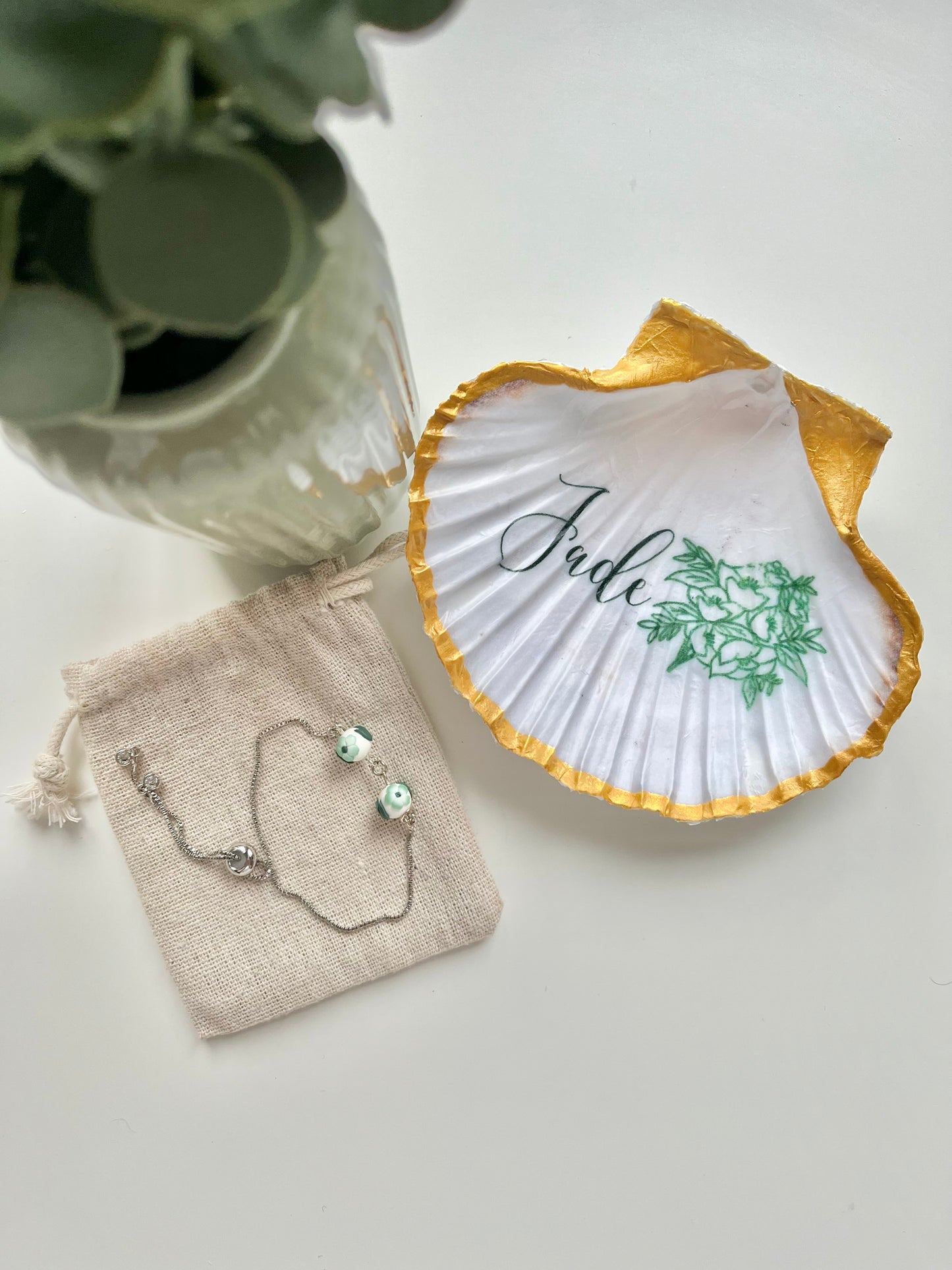 Personalised Floral Shell Jewellery Dish