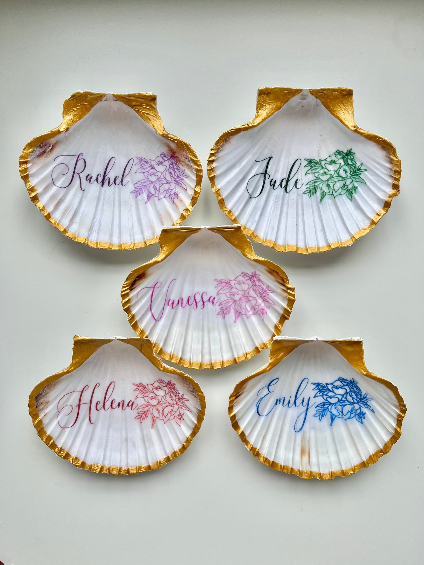 Personalised Floral Shell Jewellery Dish