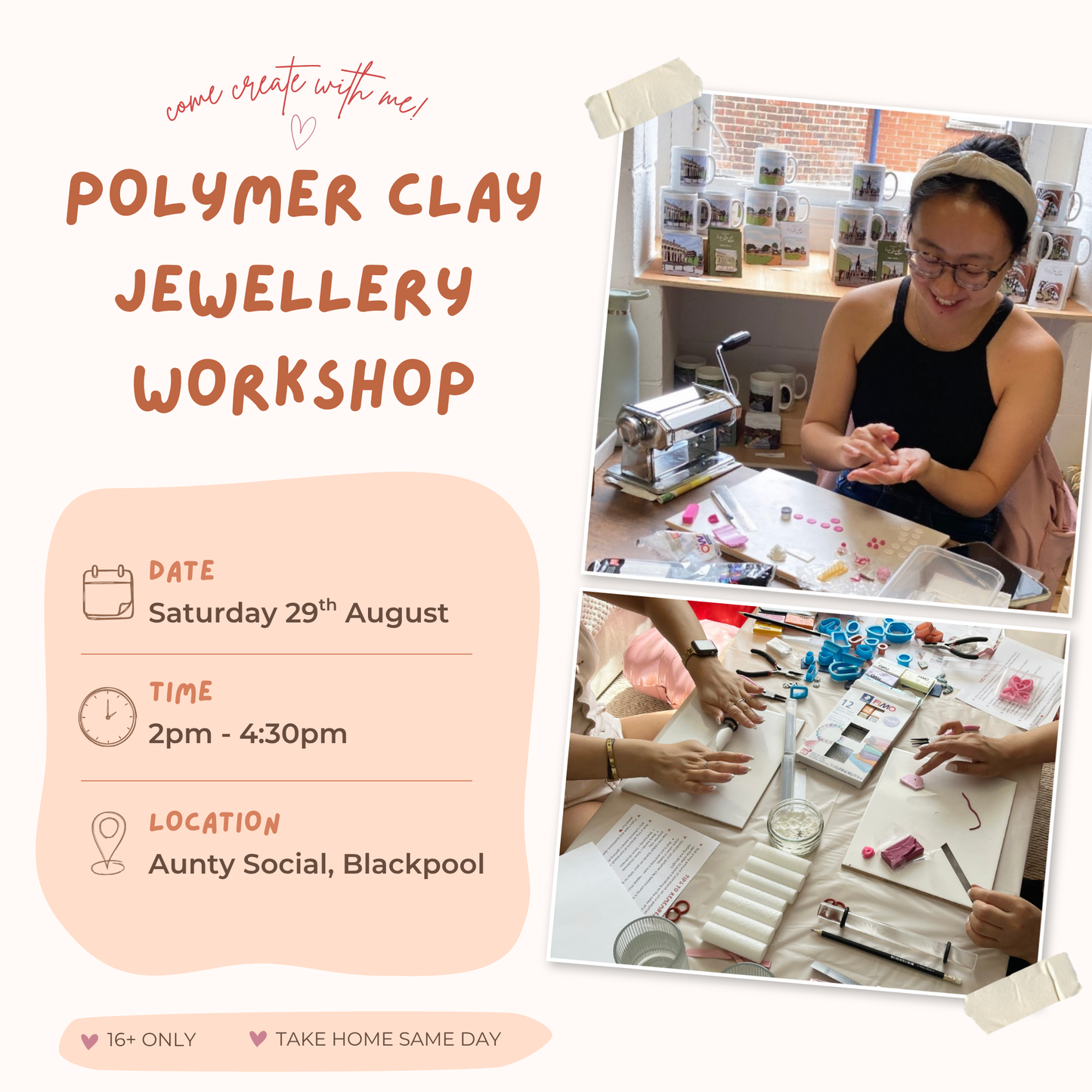 Polymer Clay Jewellery Workshop - Sat 29th Aug at Aunty Social, Blackpool
