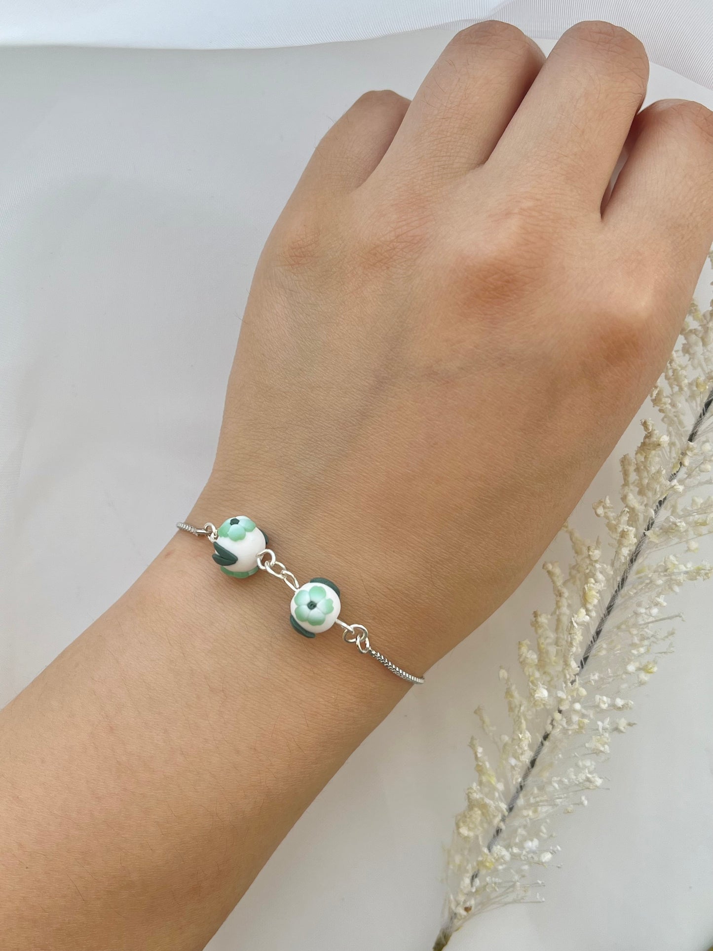 Green Floral Bracelet