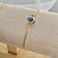 A floral bracelet in blue and white china pottery style with 1 bead on a bracelet holder