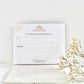Jewellery card with 'July Studio' branding with a gift note on a white surface with dried flowers.