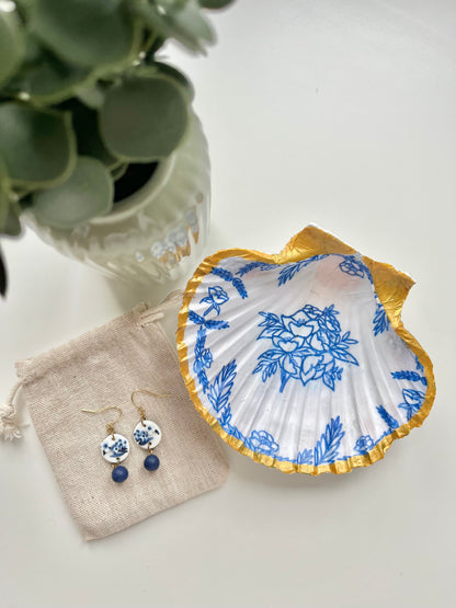 Handcrafted Floral Shell Jewellery Dish