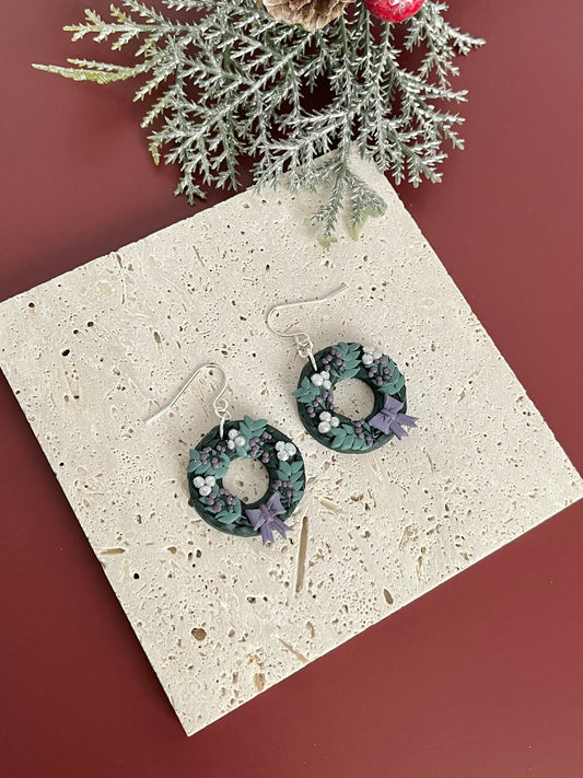 Purple Christmas Wreath Dangles