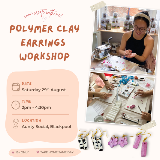 Polymer Clay Earrings Workshop - Sat 29th Aug at Aunty Social, Blackpool